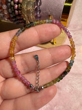 Cargar imagen en el visor de la galería, Pulsera ajustable Plata .925 Turmalina cúbica varios colores