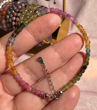 Cargar imagen en el visor de la galería, Pulsera ajustable Plata .925 Turmalina cúbica varios colores