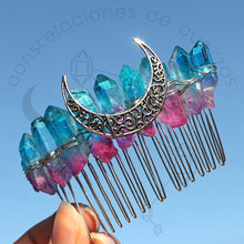 Cargar imagen en el visor de la galería, Peineta con Cuarzos y Luna