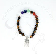 Cargar imagen en el visor de la galería, Pulsera 7 Chakras de Cuarzo (con infinito y atrapasueños)