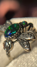Cargar imagen en el visor de la galería, Anillo Libélula Ópalo negro (Plata .925)
