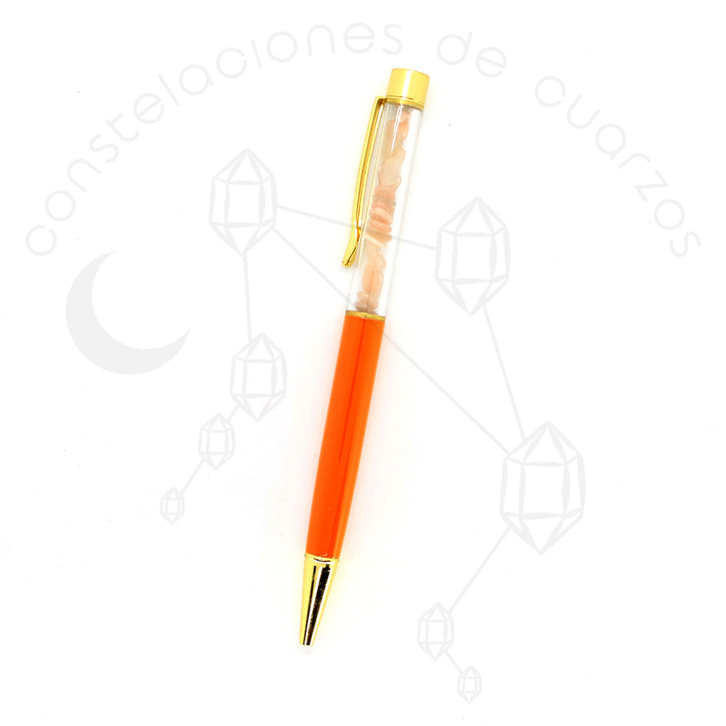 Pluma con Cuarzos - Tinta Negra